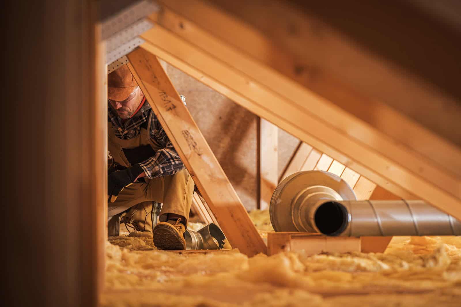 Worker in an attic